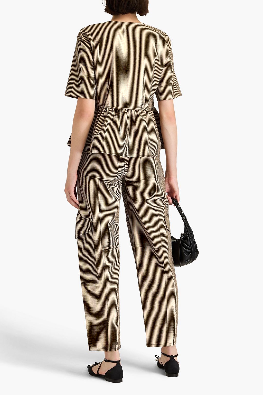 GANNI Striped cotton-blend cargo pants