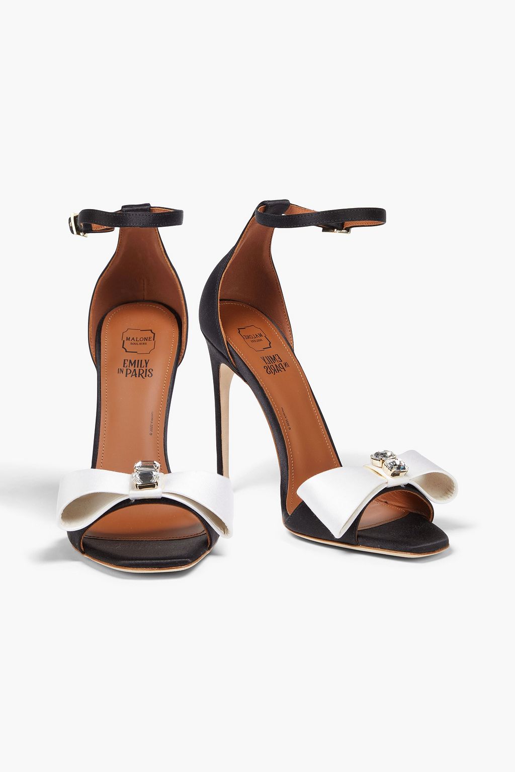 MALONE SOULIERS صندل"إيميلي 110" من الساتان بتصميم مزركش