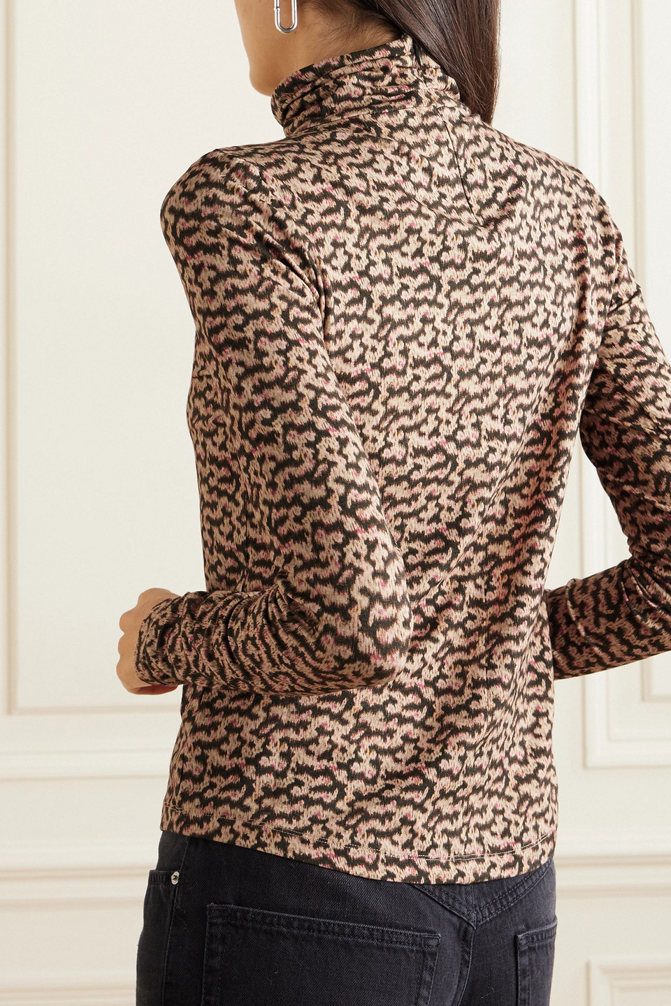 ISABEL MARANT ÉTOILE PRINTED JERSEY TURTLENECK TOP