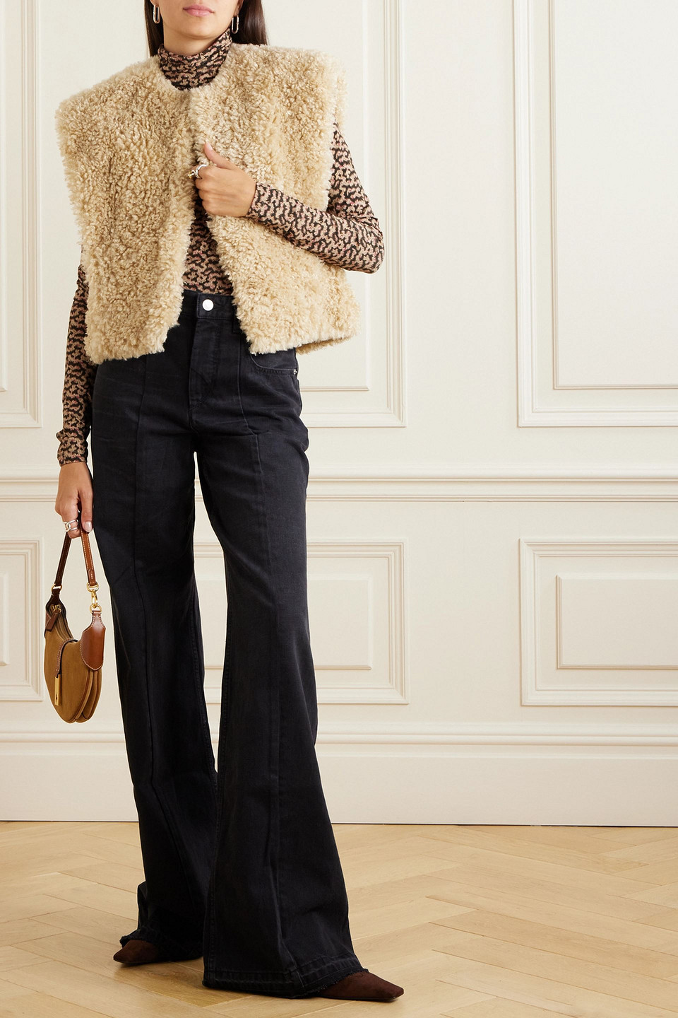 ISABEL MARANT ÉTOILE PRINTED JERSEY TURTLENECK TOP