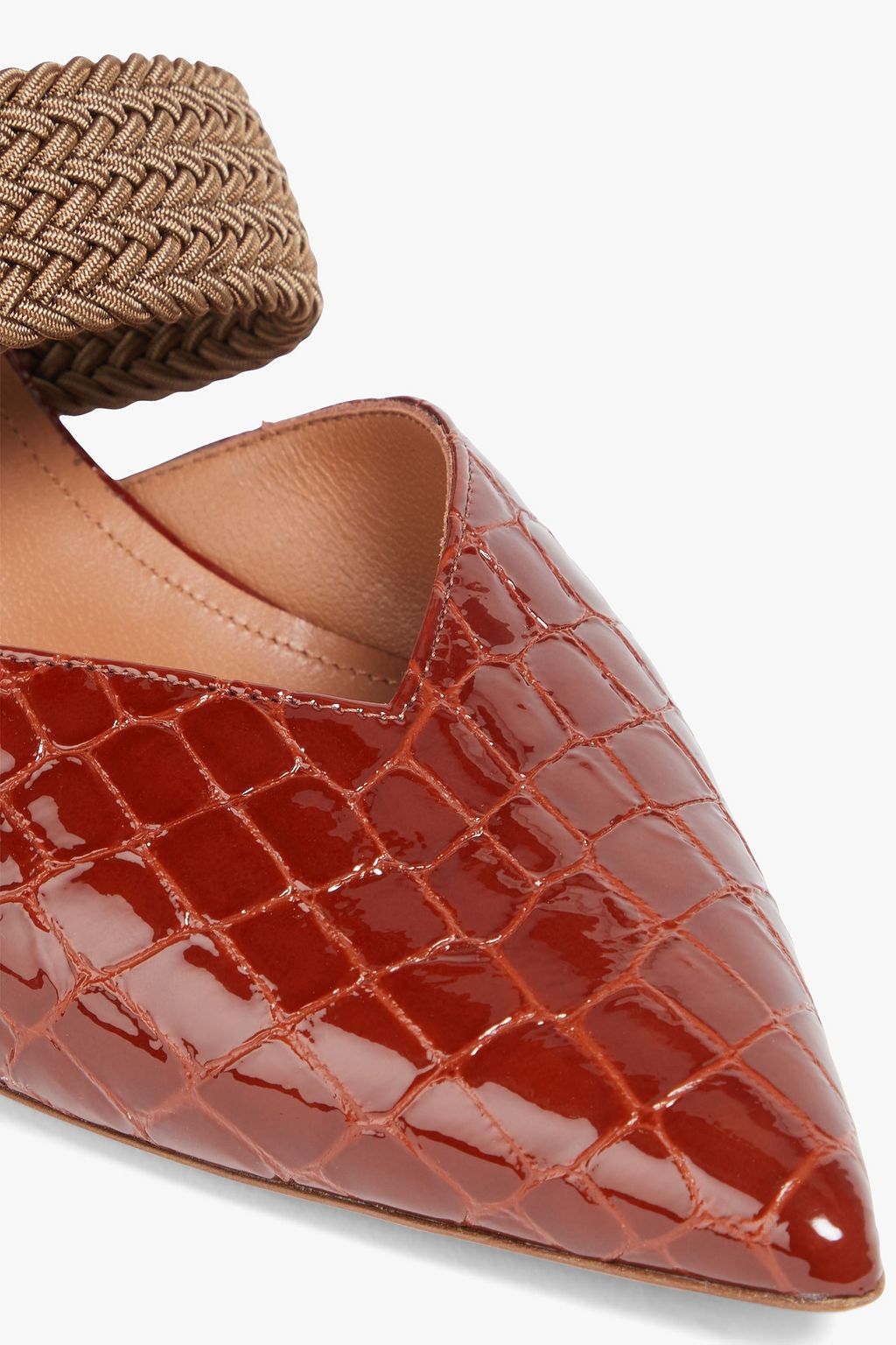 MALONE SOULIERS حذاء ميول Maisie 45 من الجلد بنقشة جلد التمساح وبحواف من الأحبال
