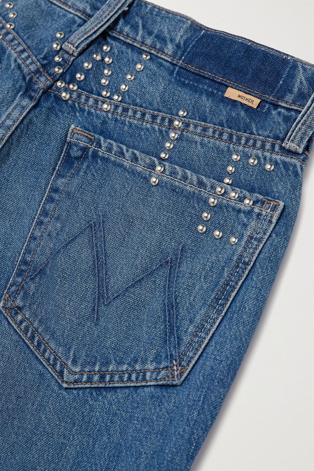 MOTHER + Bowie® The Rambler Zip cropped embellished straight-leg jeans