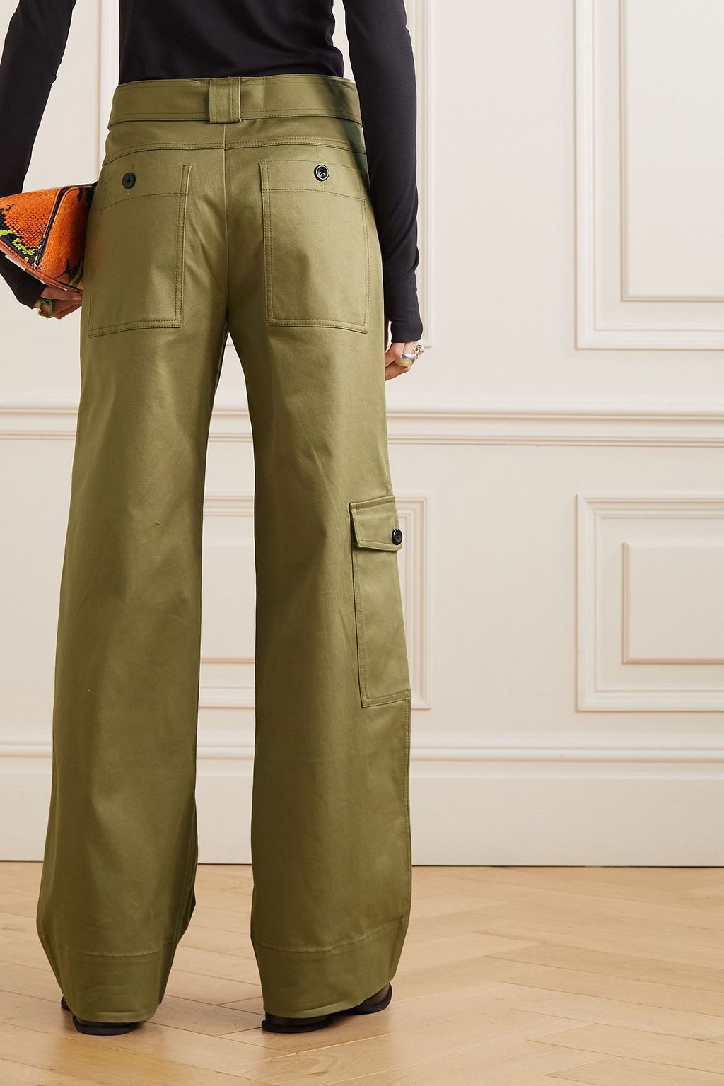 PROENZA SCHOULER PSWL بنطال كارغو من التويل المصنوع من مزيج من القطن