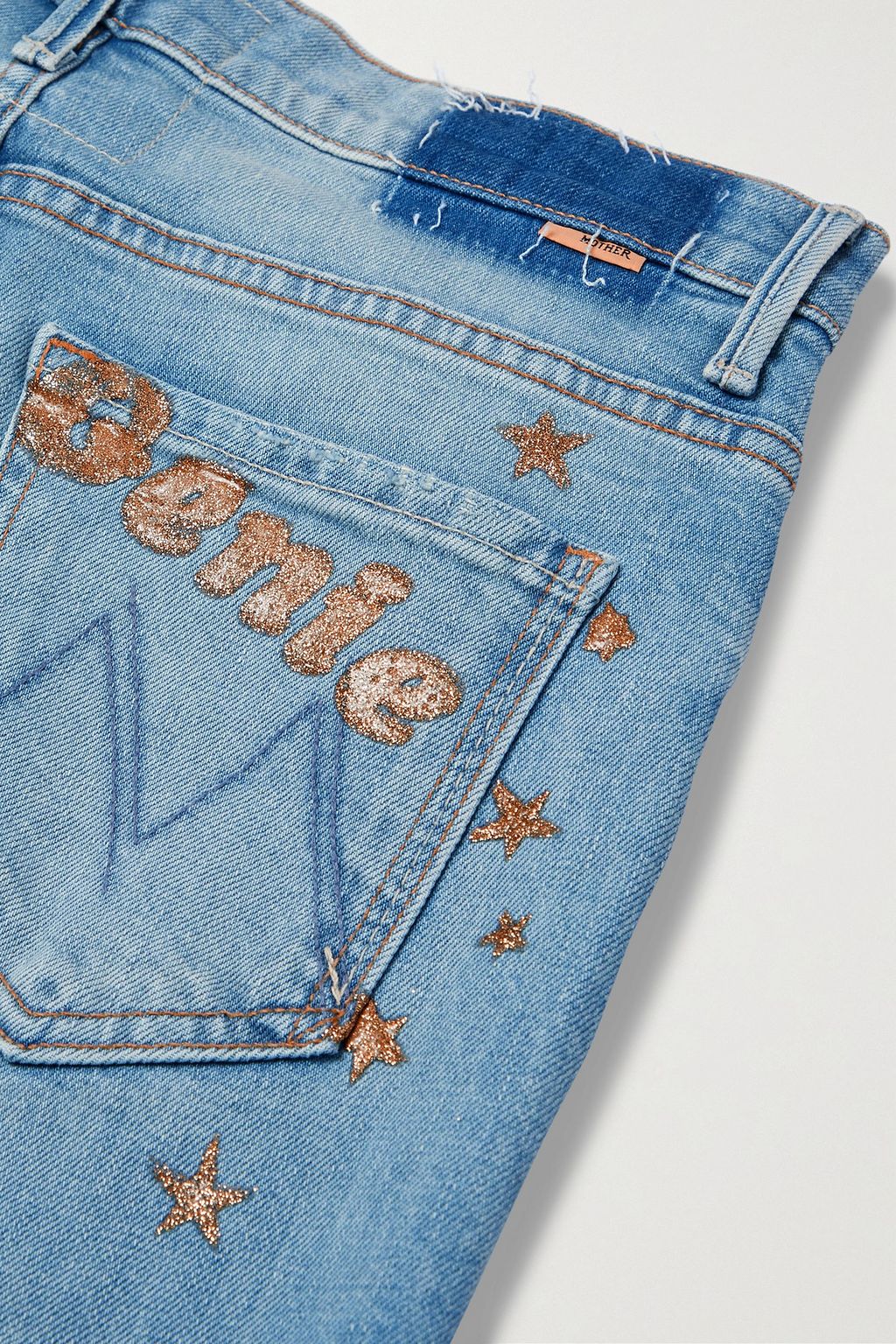 MOTHER + Bowie® The Super Cruiser glittered high-rise flared jeans