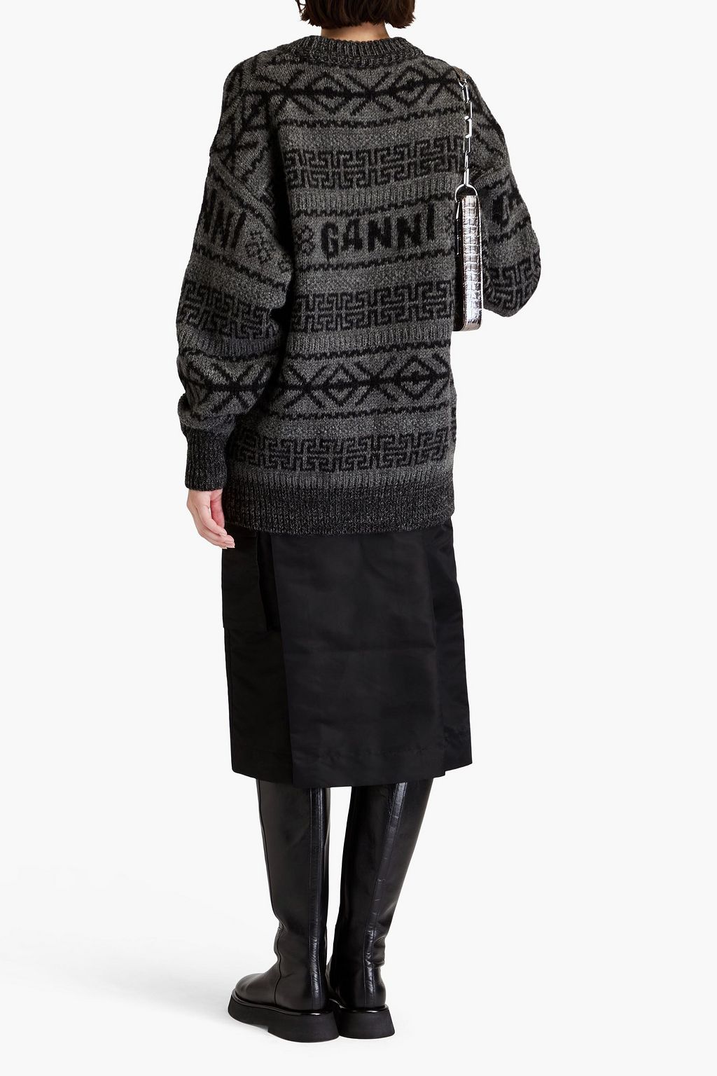 GANNI Jacquard-knit wool sweater