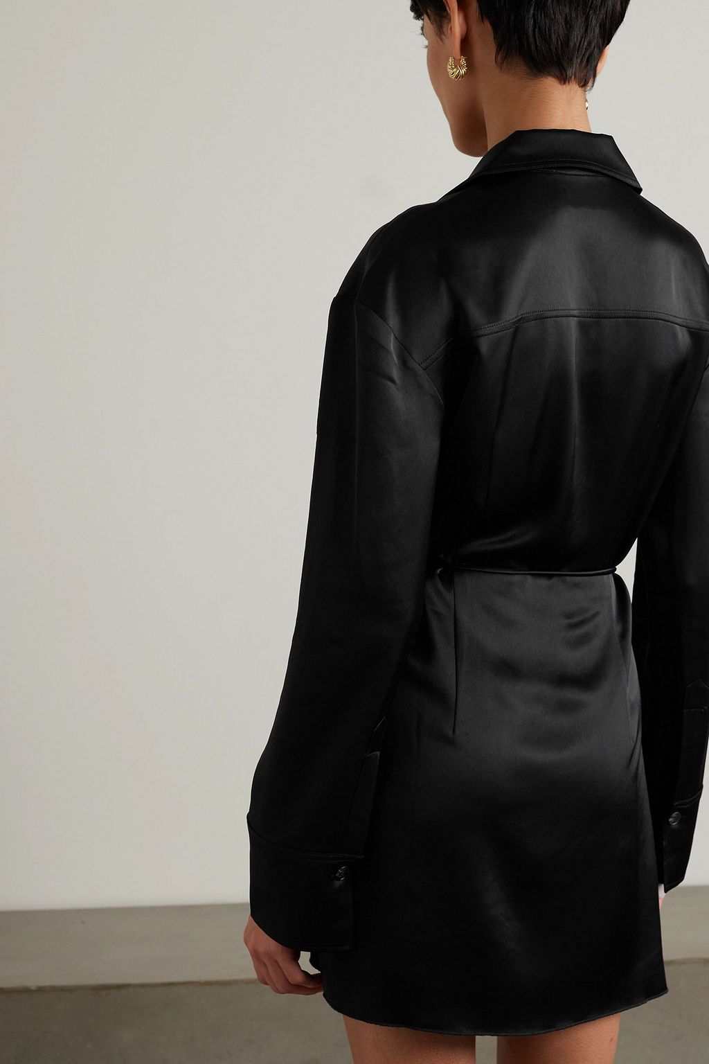 NANUSHKA Xaviera wrap-effect draped satin shirt dress