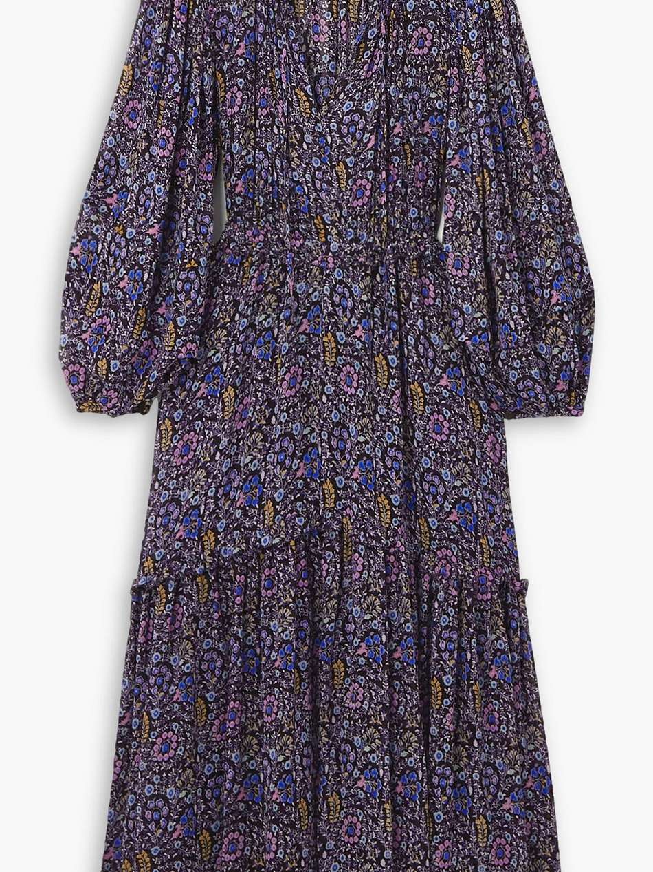 naema pleated floral-print georgette maxi dress