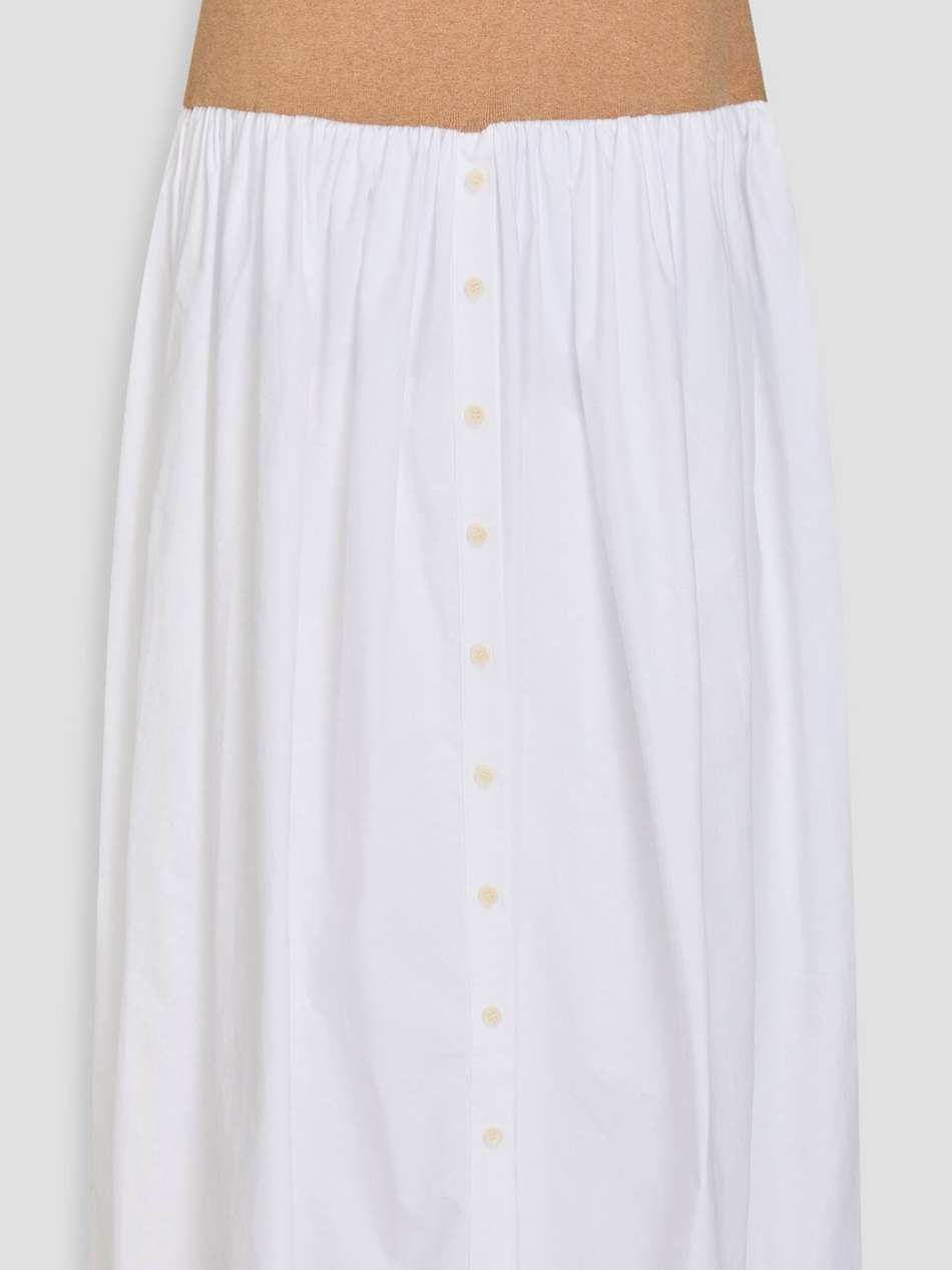 knit-paneled cotton-poplin maxi skirt