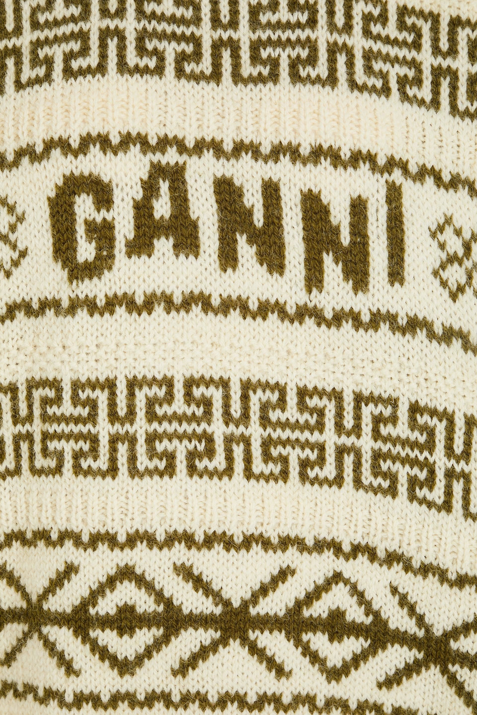 Ganni Wollpullover Aus Jacquard-strick In Creme