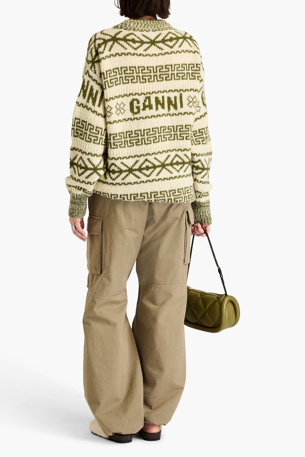 GANNI Jacquard-knit wool sweater
