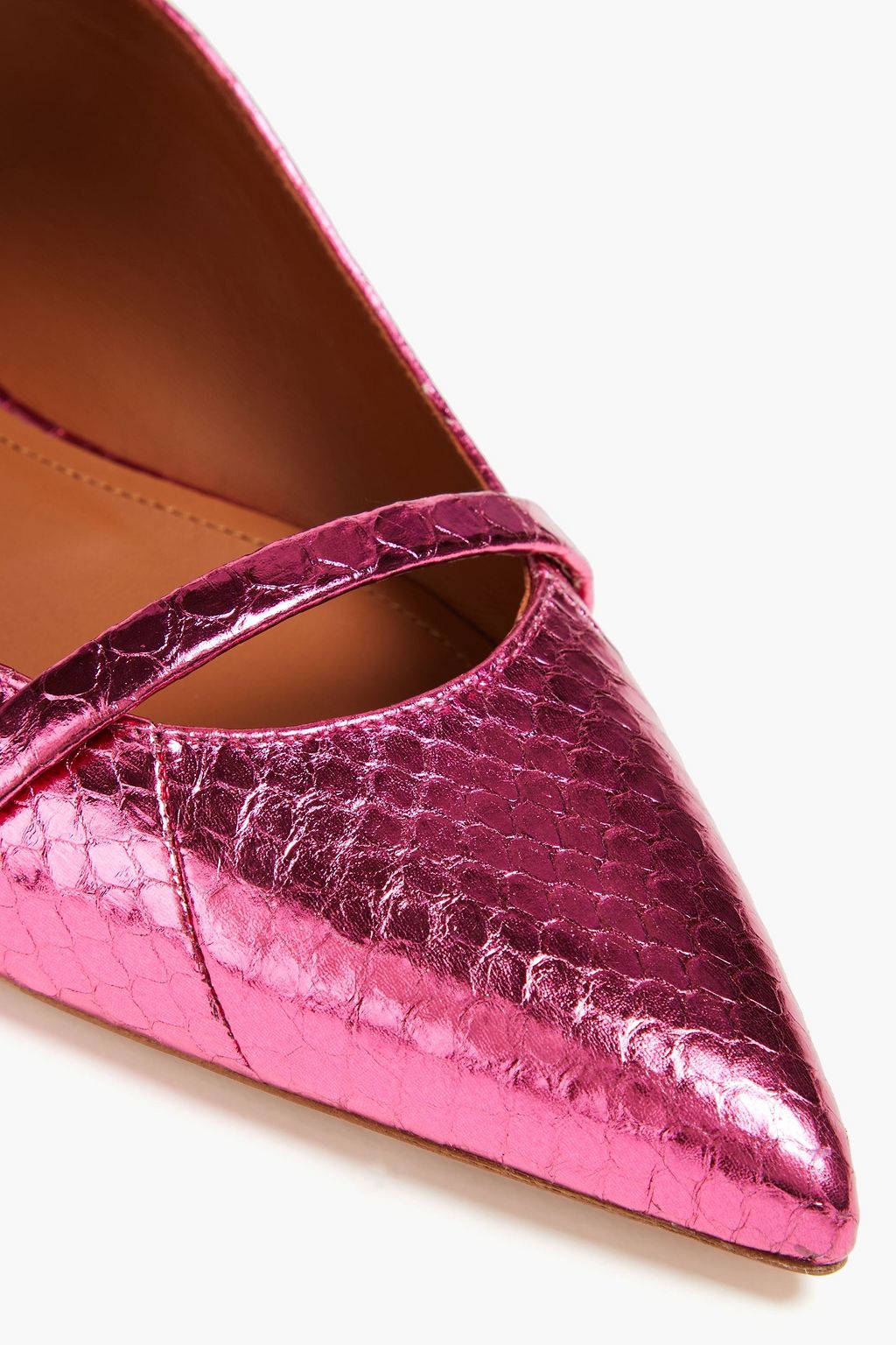 MALONE SOULIERS Maureen metallic snake-effect leather point-toe flats