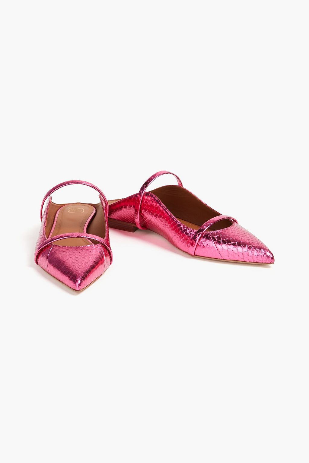 MALONE SOULIERS Maureen metallic snake-effect leather point-toe flats