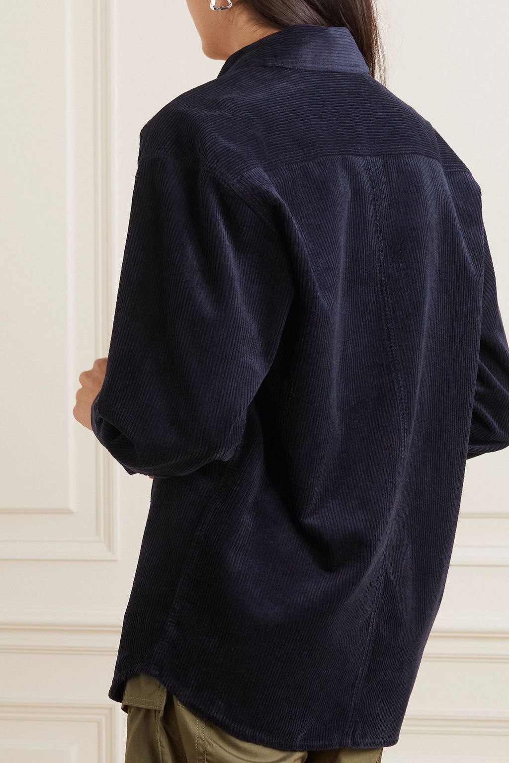 MARANT ÉTOILE قميص Randal من المخمل المضلع بمزيج من القطن والكتان