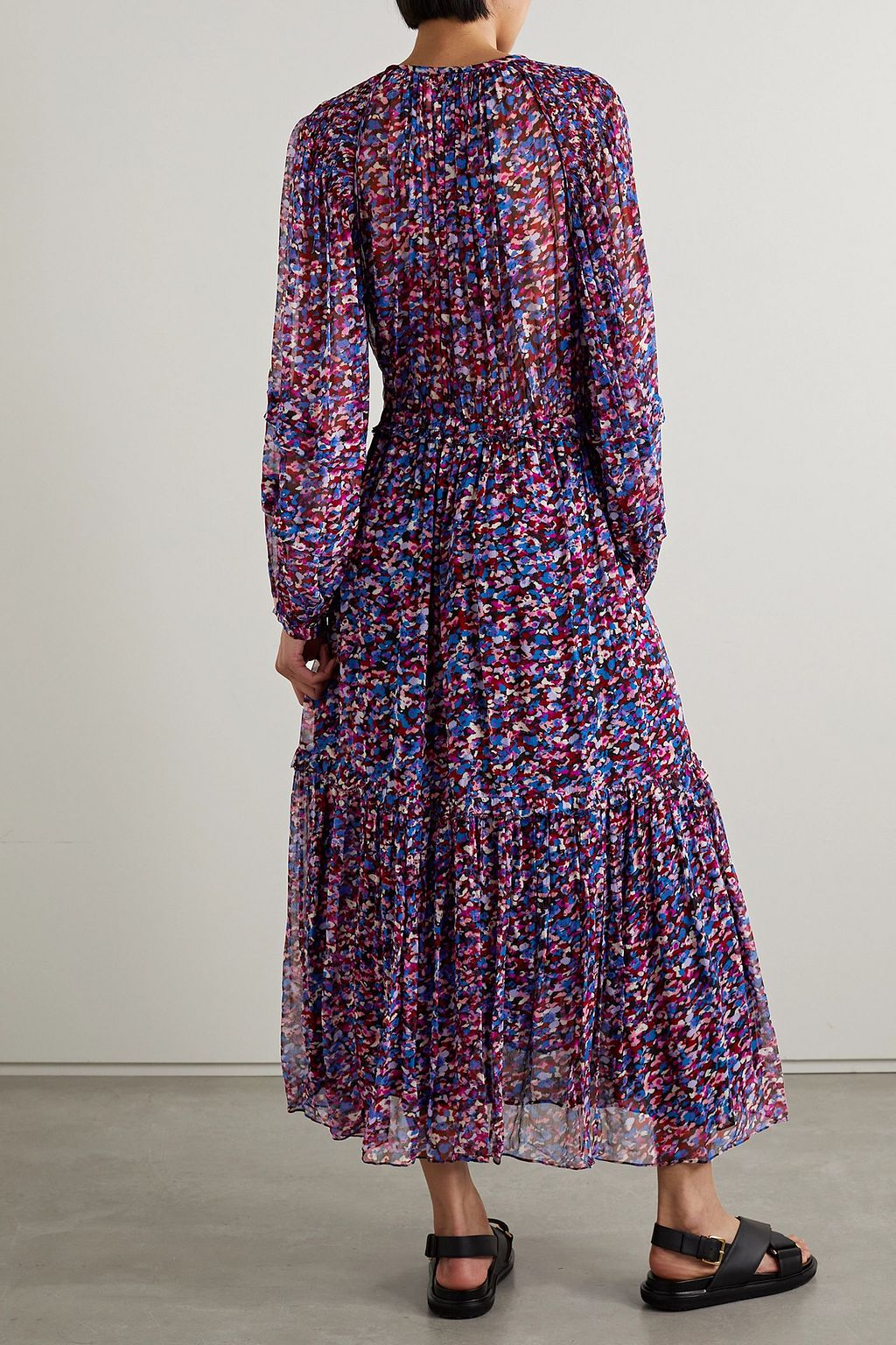 MARANT ÉTOILE Fratela cutout ruffled printed chiffon midi dress