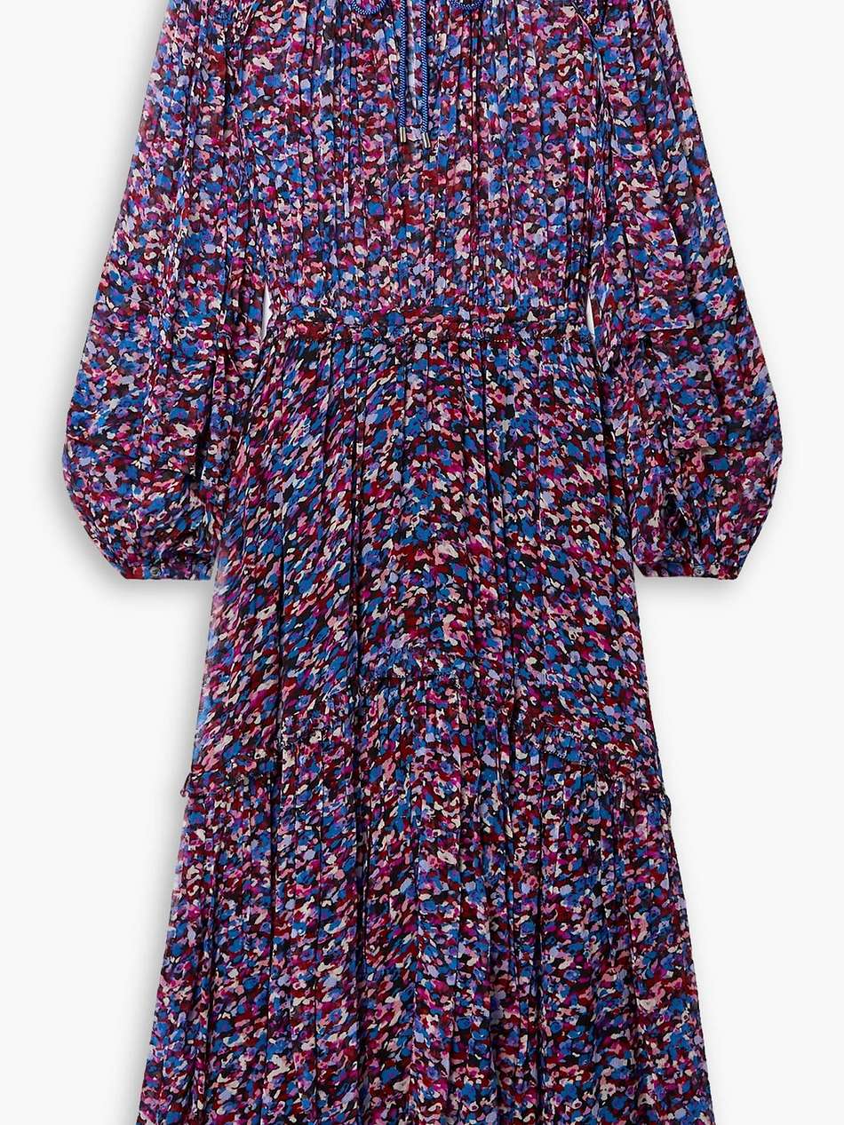 fratela cutout ruffled printed chiffon midi dress