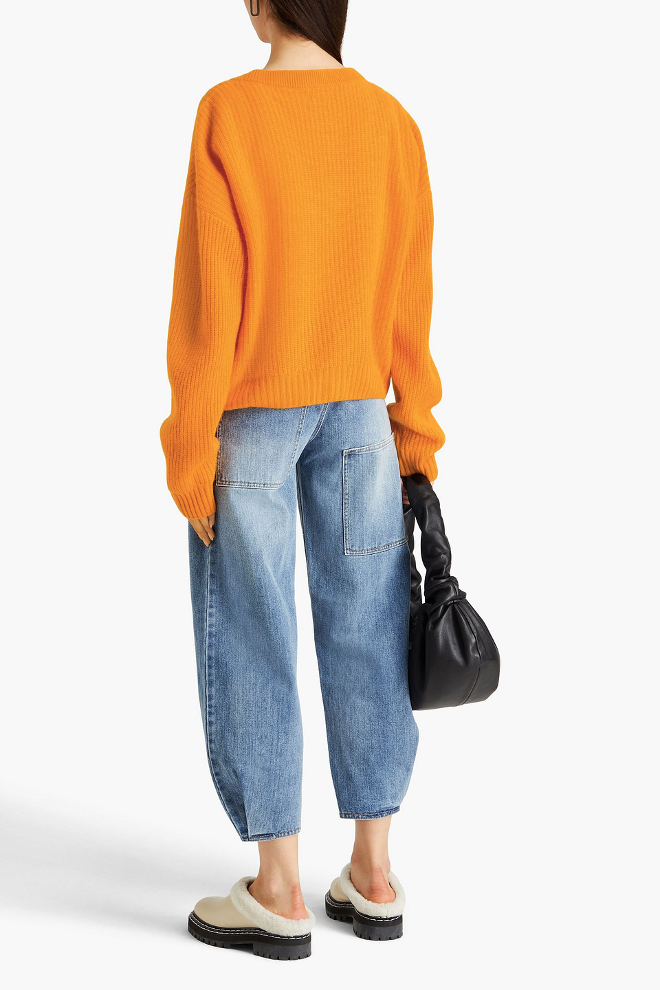 Shop Naadam Ribbed Cashmere Cardigan In Orange