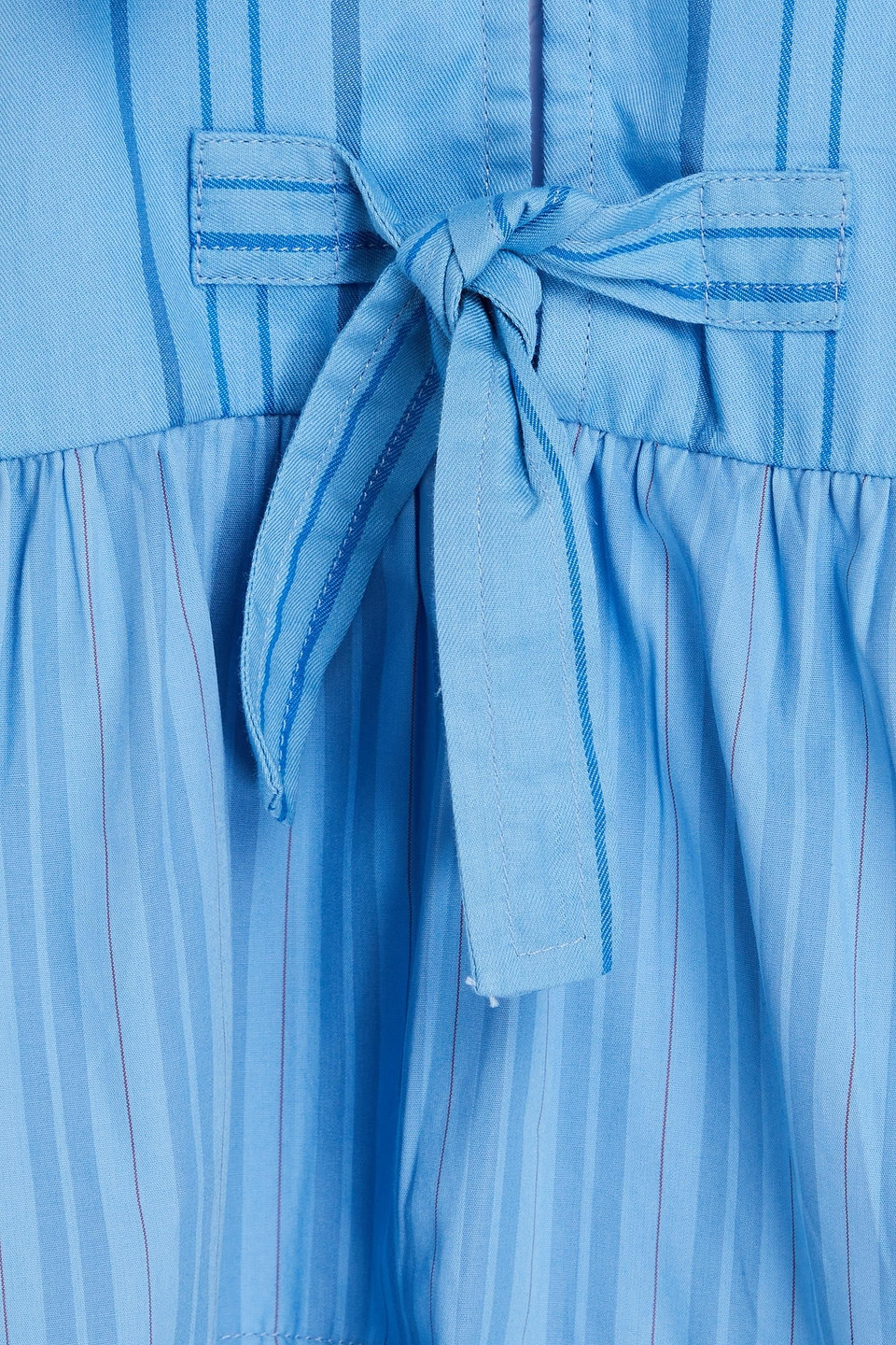 GANNI STRIPED COTTON-POPLIN PEPLUM TOP