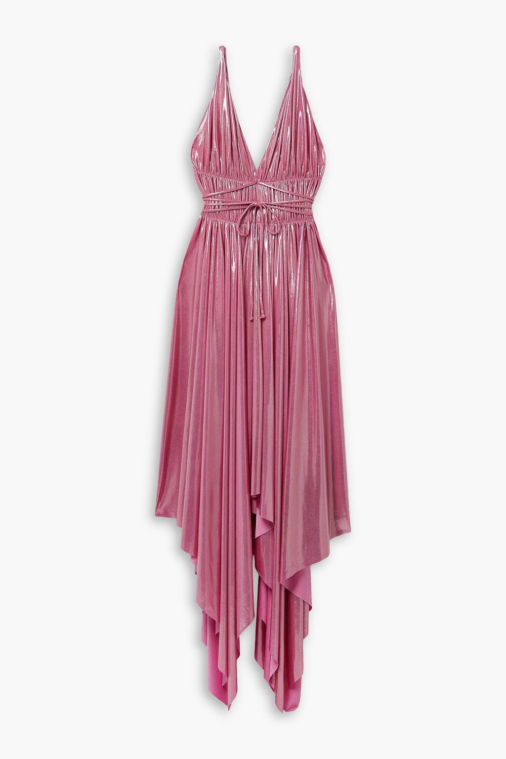 NORMA KAMALI Goddess asymmetric gathered stretch lame dress THE OUTNET