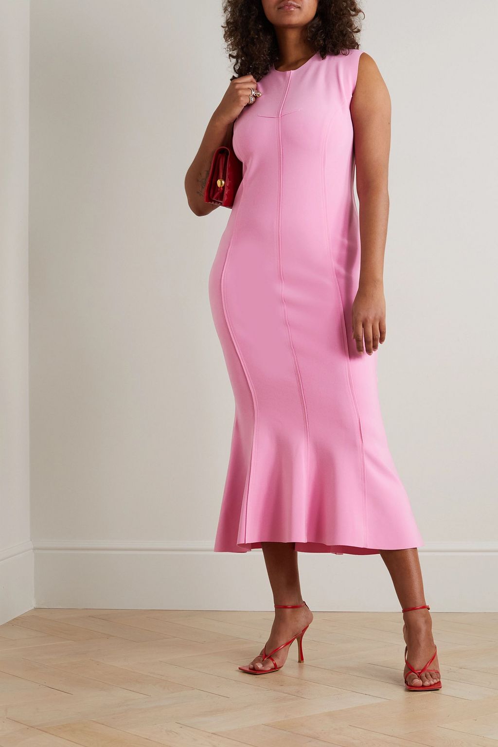 NORMA KAMALI Grace paneled stretch-jersey midi dress