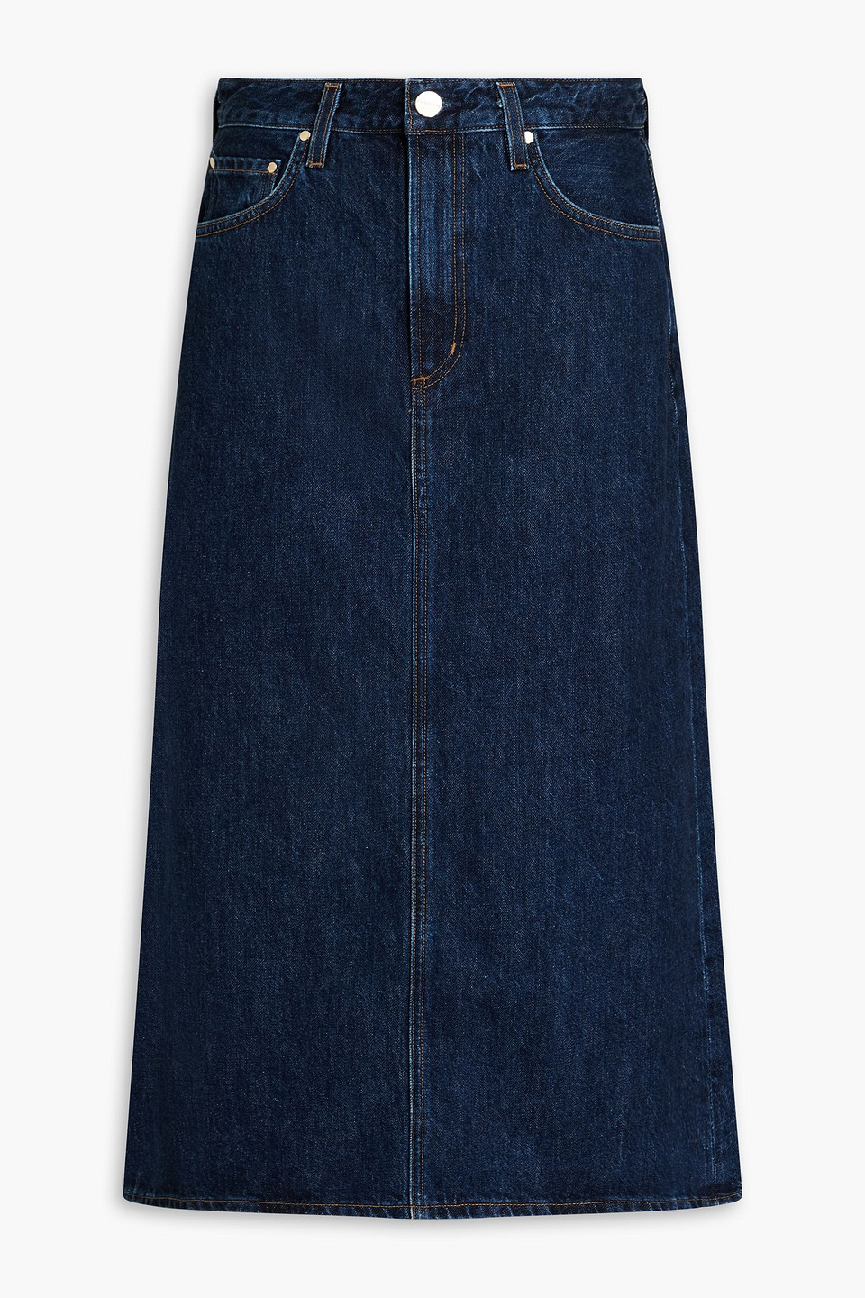 Goldsign The Low Slung Denim Skirt In Blue