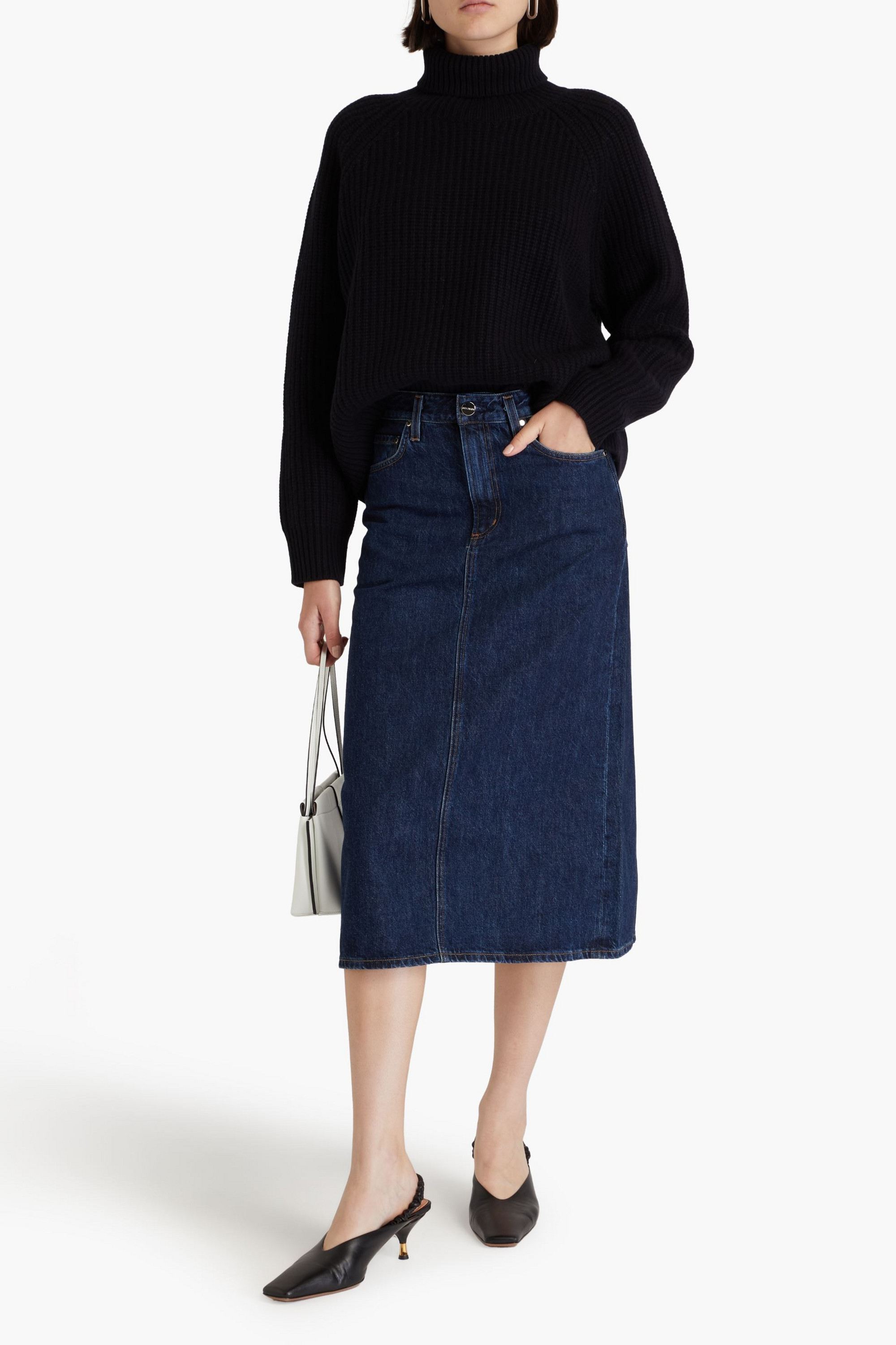 GOLDSIGN Low Slung denim midi skirt