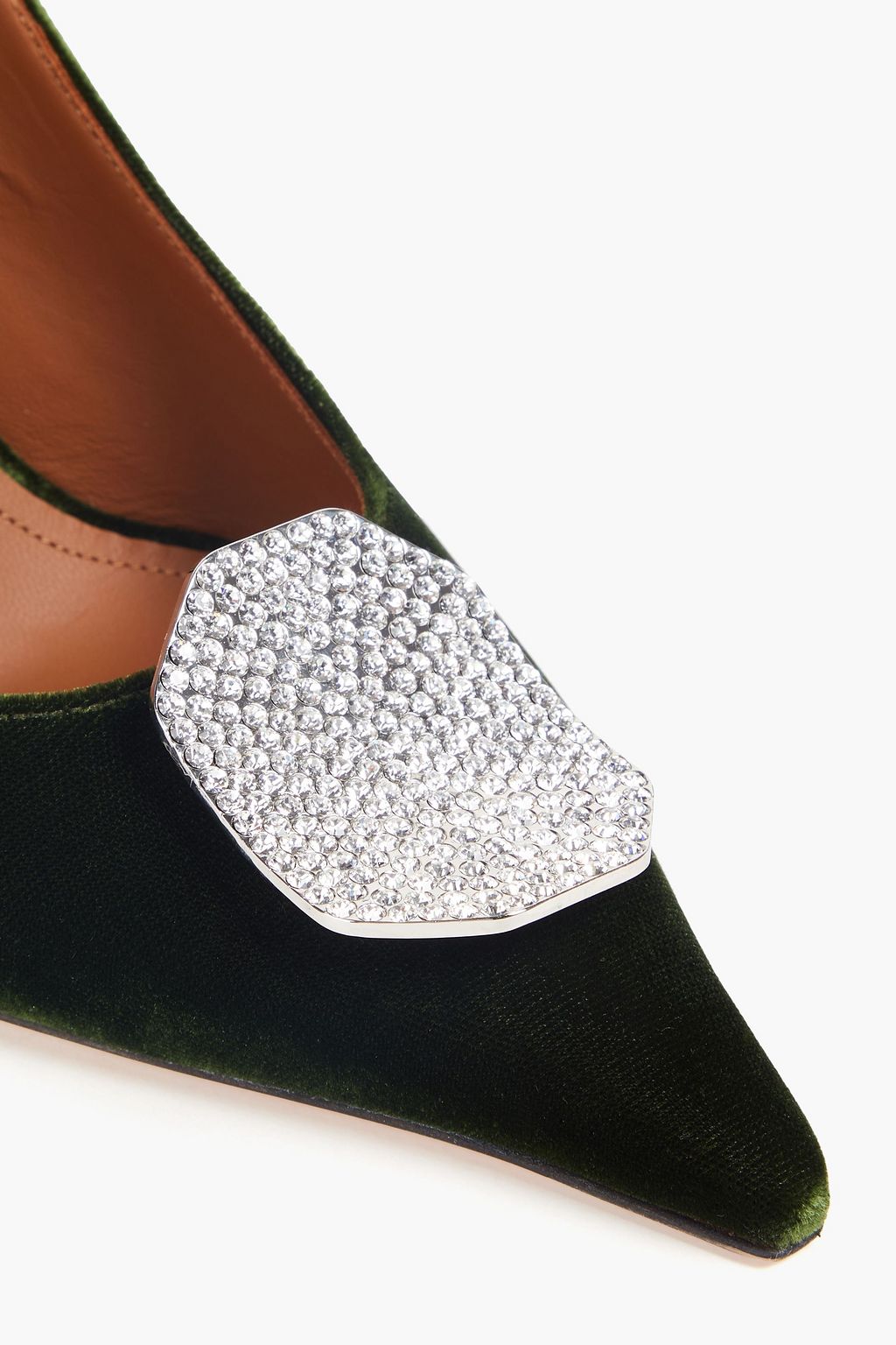 MALONE SOULIERS حذاء بمب «فيلما» بحزام كاحل من المخمل مزيّن بالكريستال