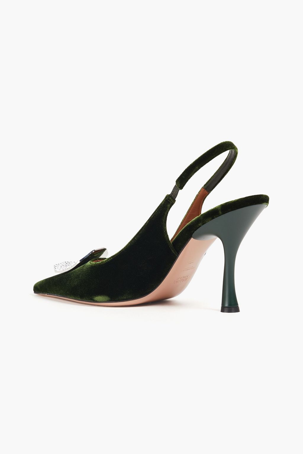 MALONE SOULIERS حذاء بمب «فيلما» بحزام كاحل من المخمل مزيّن بالكريستال