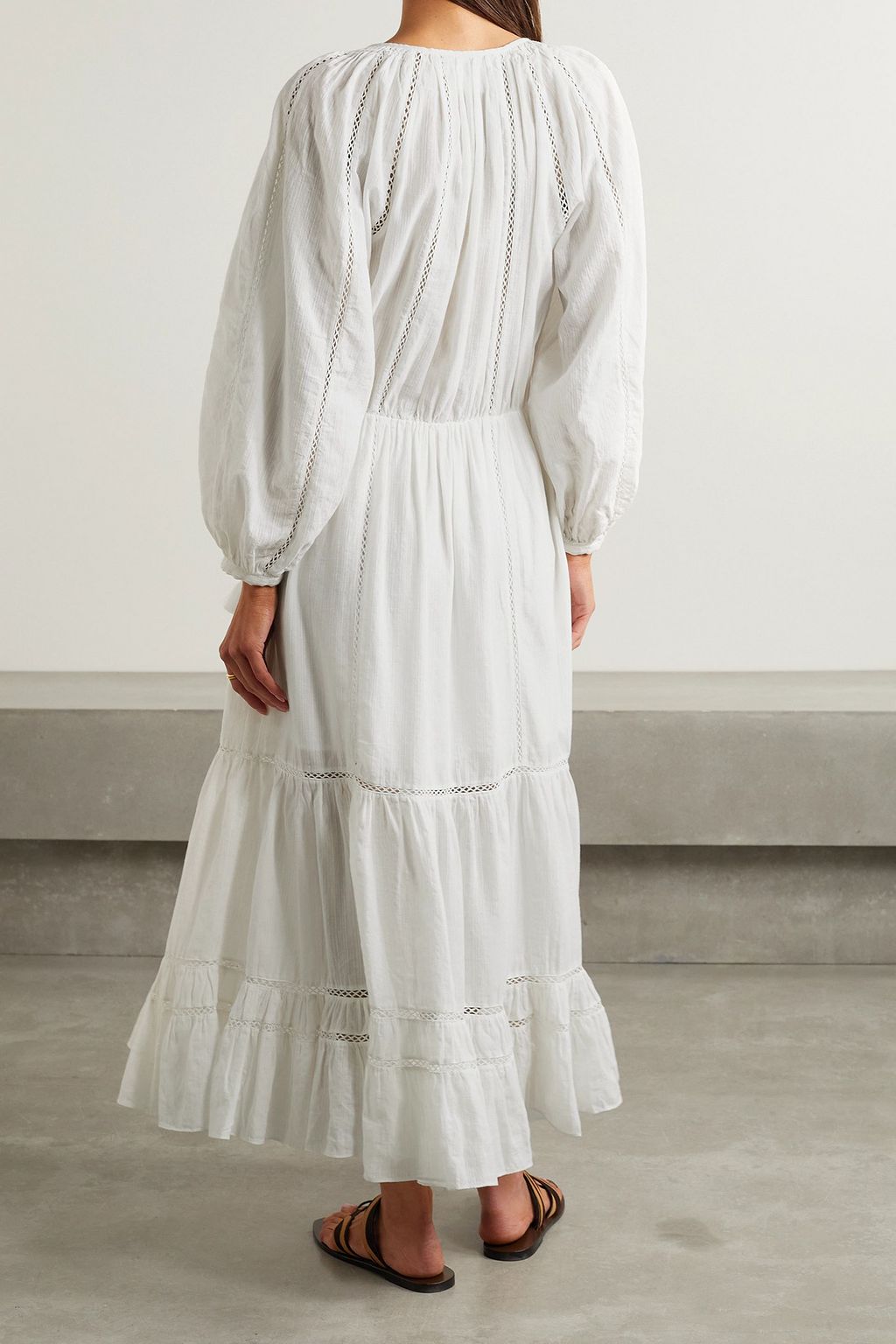 MARANT ÉTOILE Latifa crochet-trimmed cotton-blend voile maxi dress