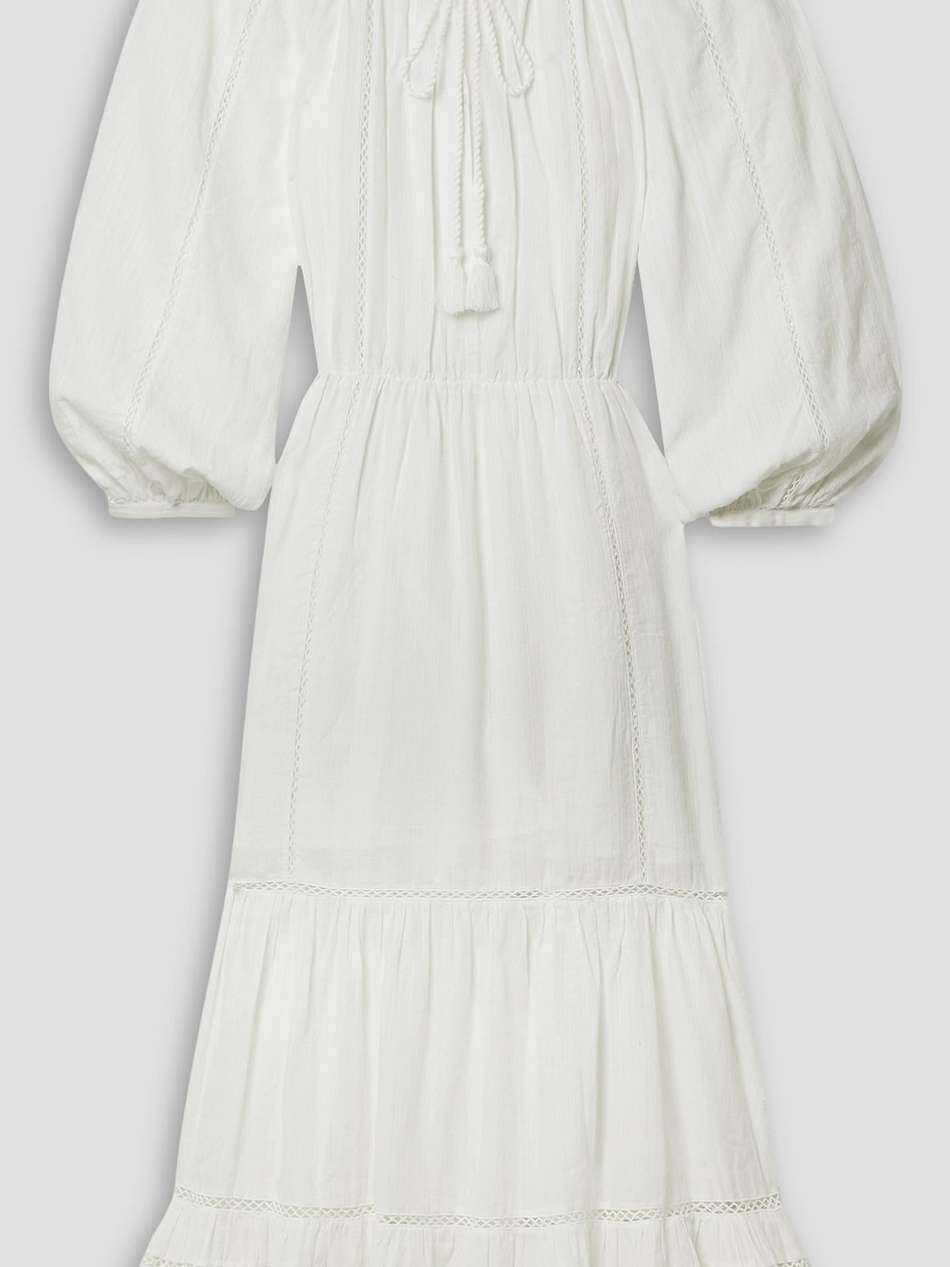 latifa crochet-trimmed cotton-blend voile maxi dress