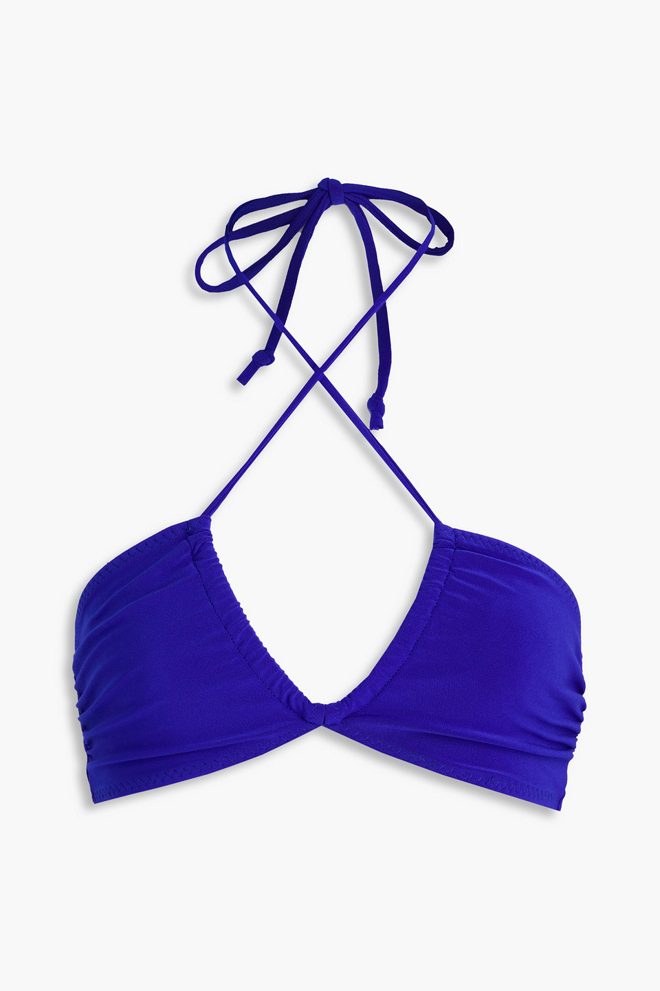 Norma Kamali Jason Ruched Halterneck Bikini Top In Royal Blue