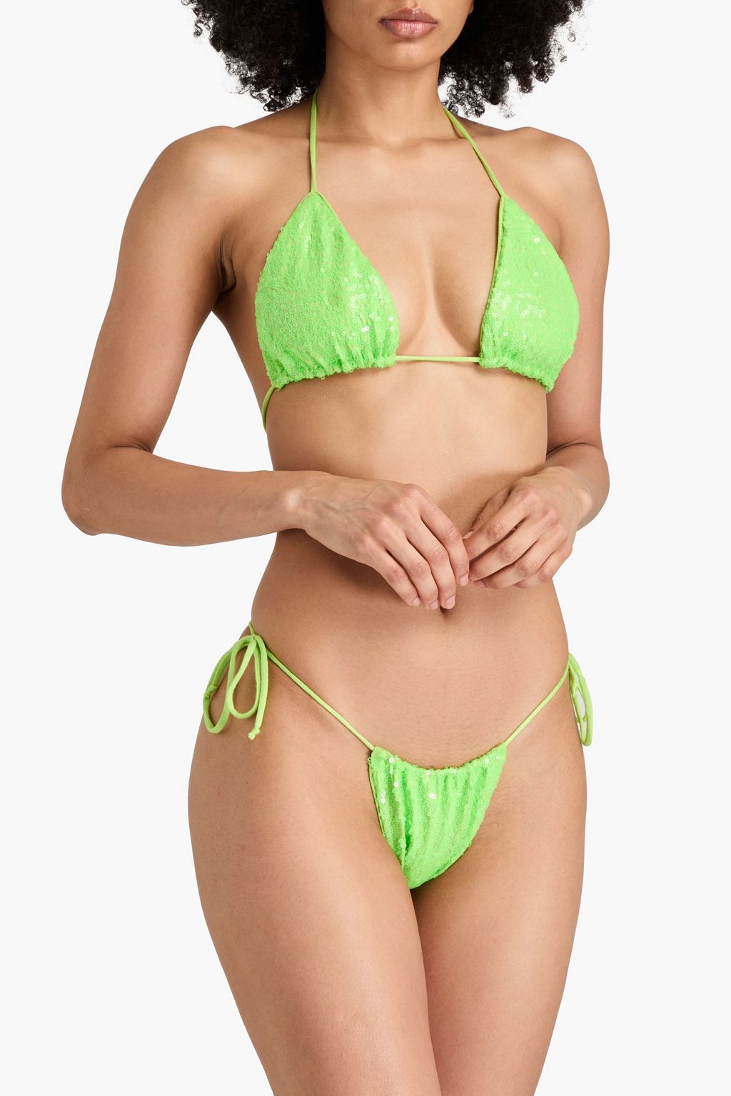 NORMA KAMALI Sequined triangle bikini