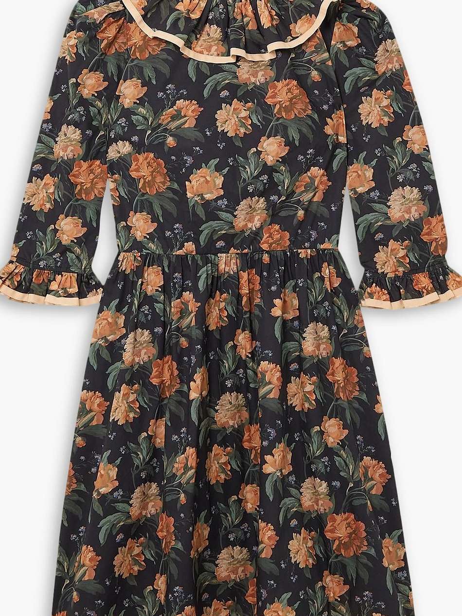 polly ruffled floral-print cotton-poplin mini dress