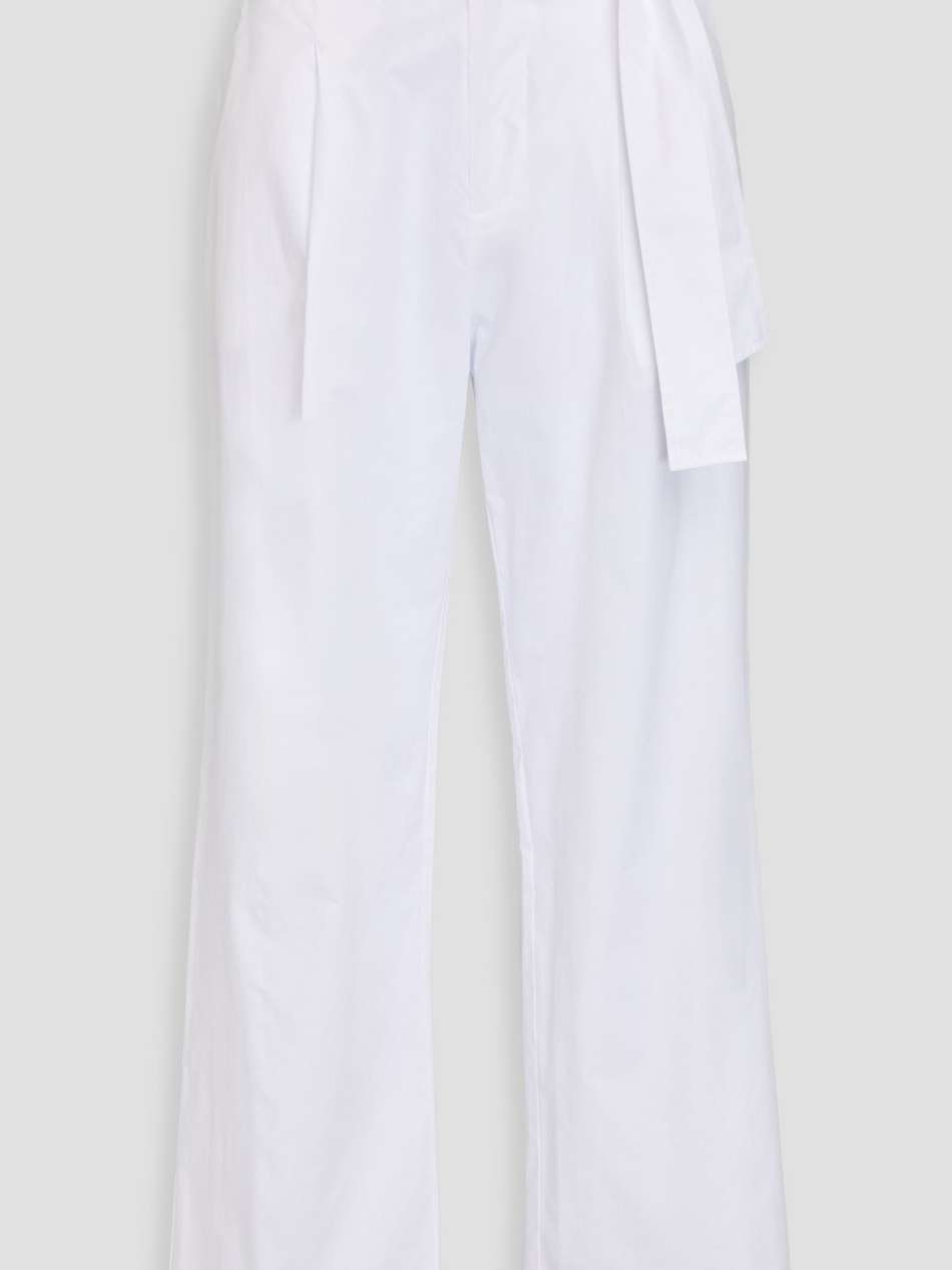 pleated cotton-poplin wide-leg pants