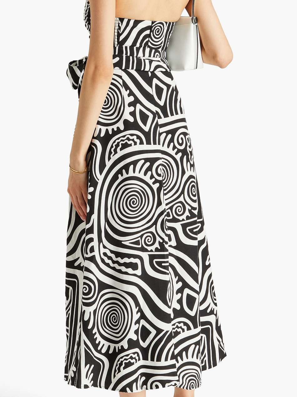 paula two-tone printed tencel™ and linen-blend midi wrap dress
