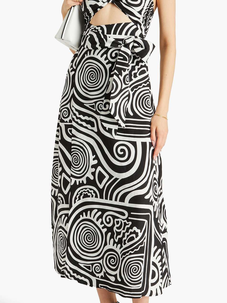 paula two-tone printed tencel™ and linen-blend midi wrap dress