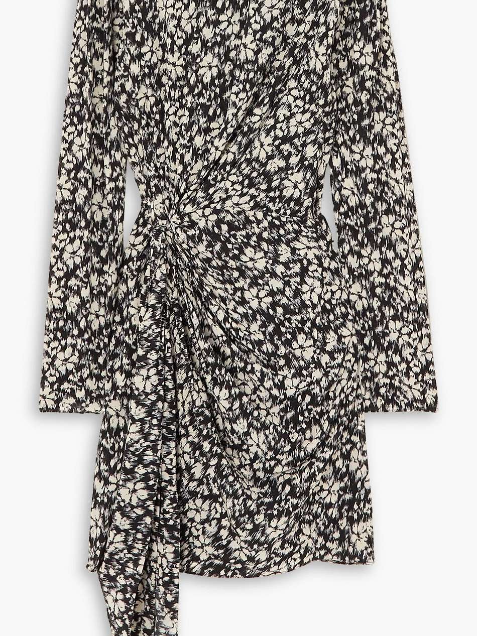 dulce draped printed crepe de chine mini dress