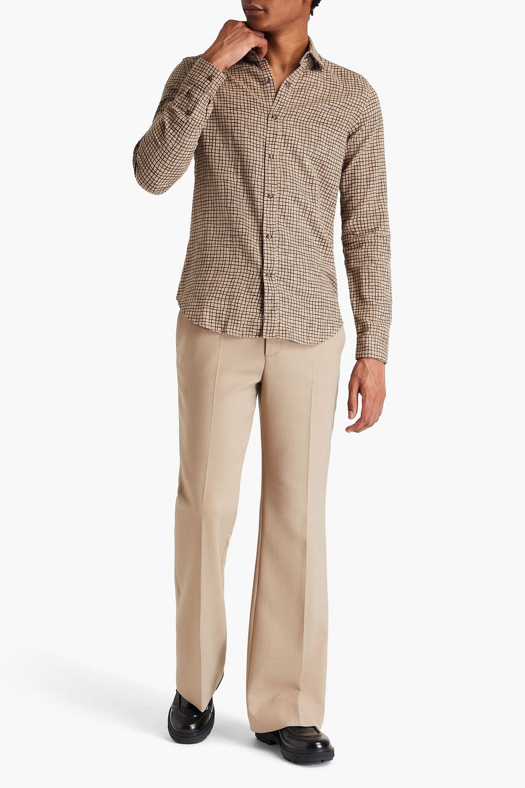 TOD'S Printed cotton and linen-blend shirt