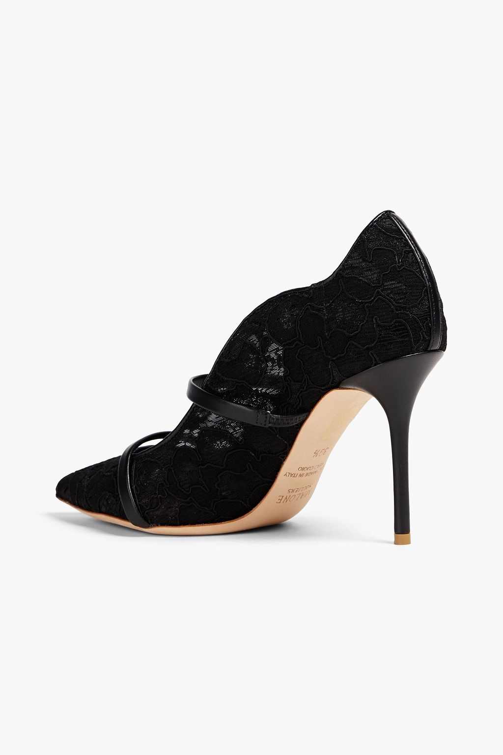 MALONE SOULIERS Maureen Pumps aus schnurgebundener Spitze mit Lederbesatz