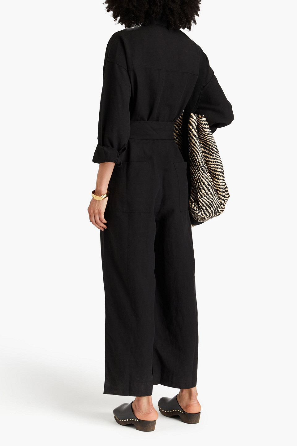 MARA HOFFMAN CROPPED TENCEL™ LYOCELL AND LINEN-BLEND JUMPSUIT