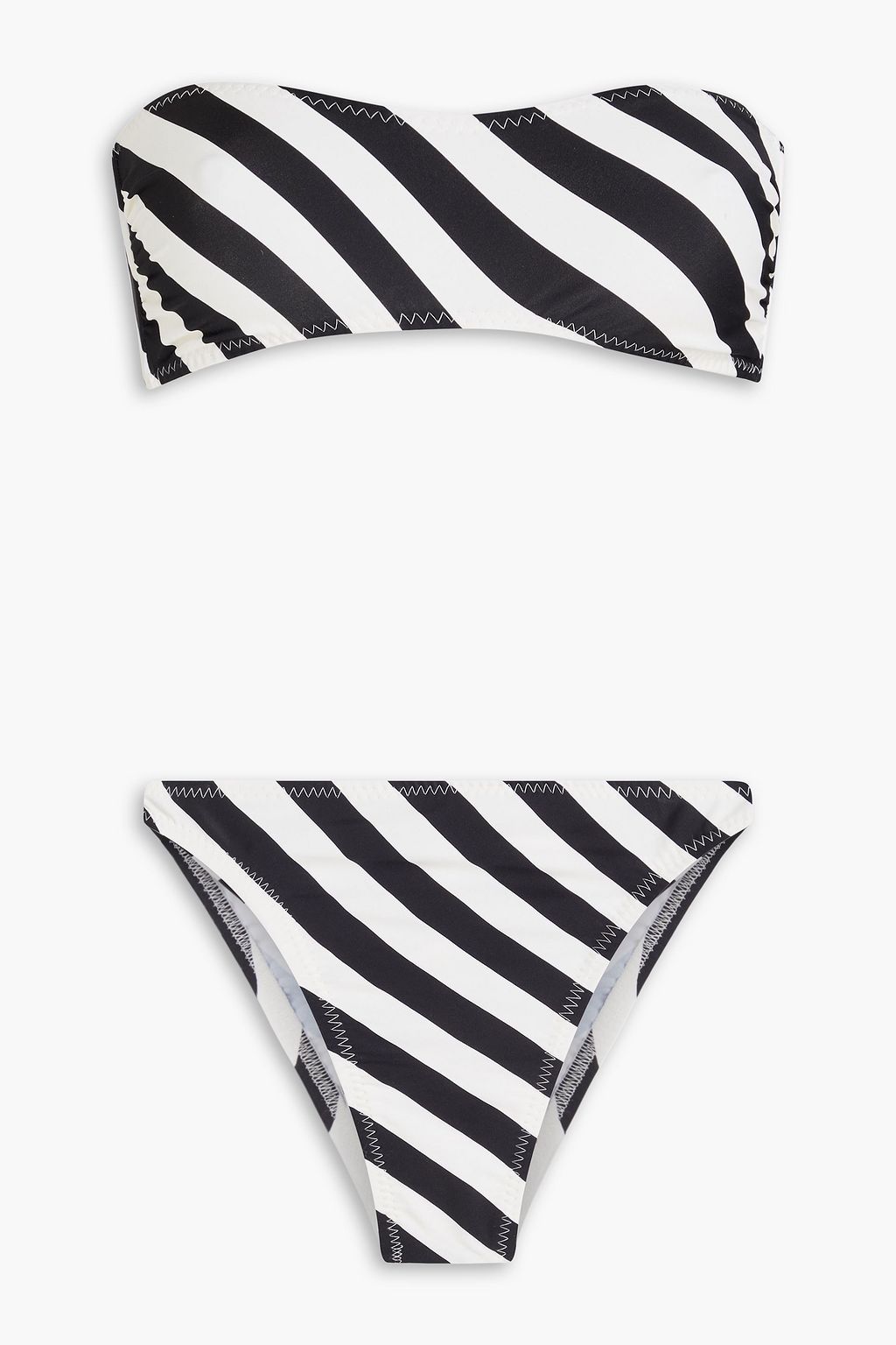 Sunglass striped bandeau bikini black One Size