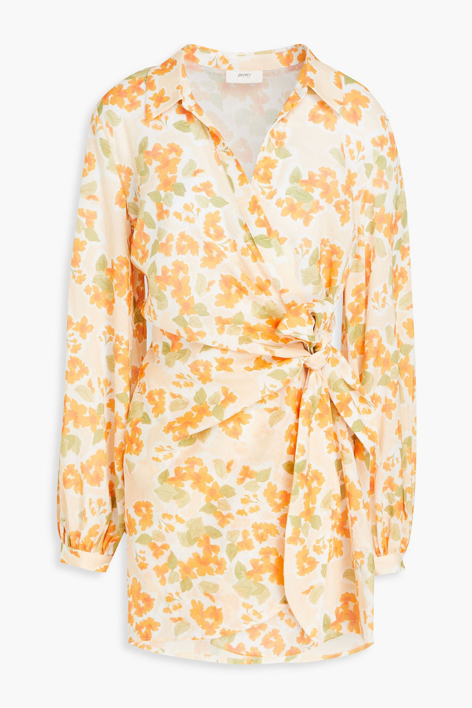 Peony Swimwear Floral-print Linen And Cotton-blend Cover-up In Pastel Orange