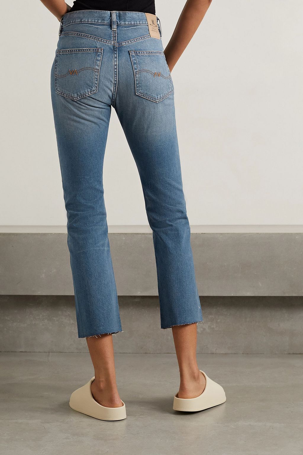 DENIMIST Jaclyn cropped distressed mid-rise bootcut jeans