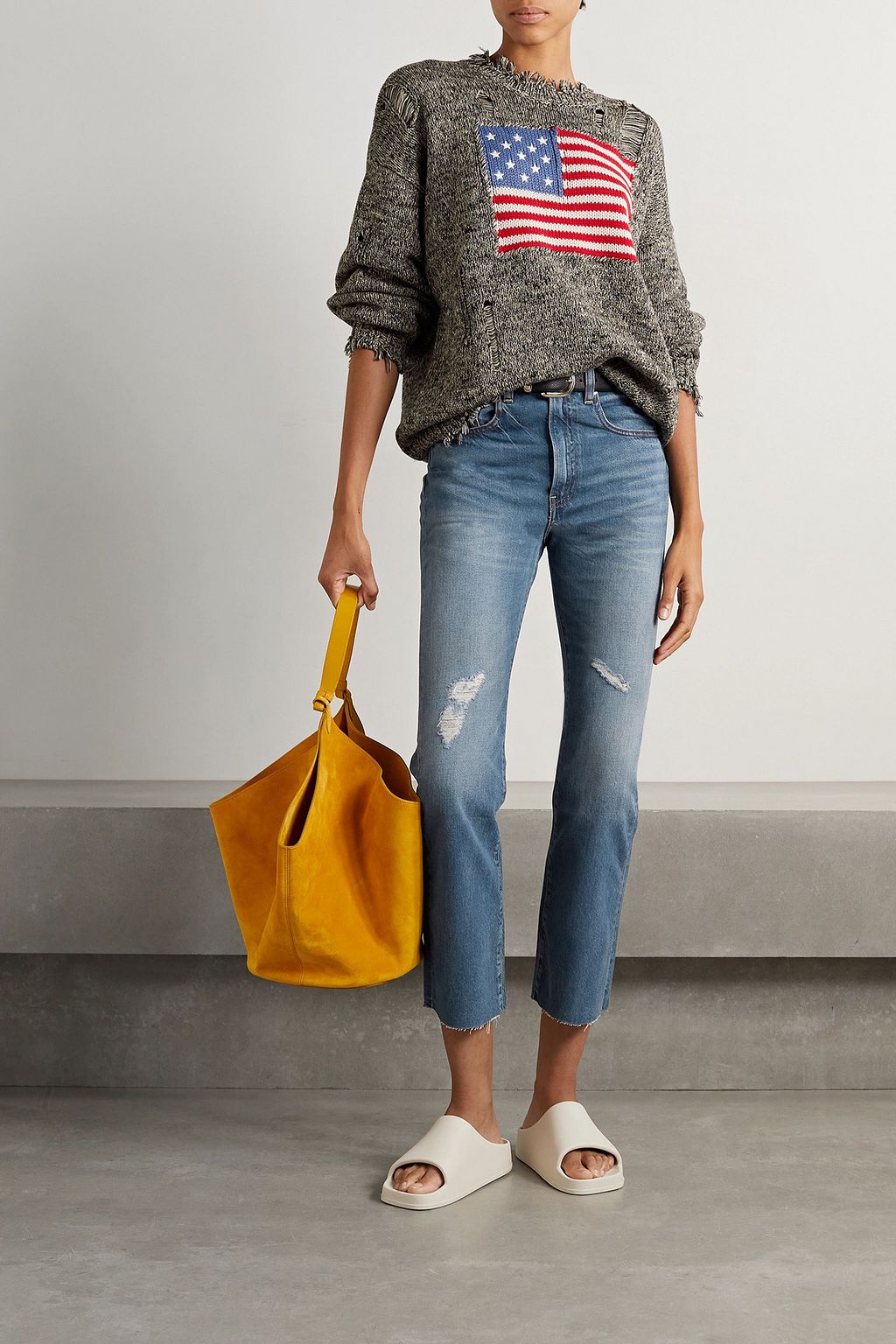 DENIMIST Jaclyn cropped distressed mid-rise bootcut jeans