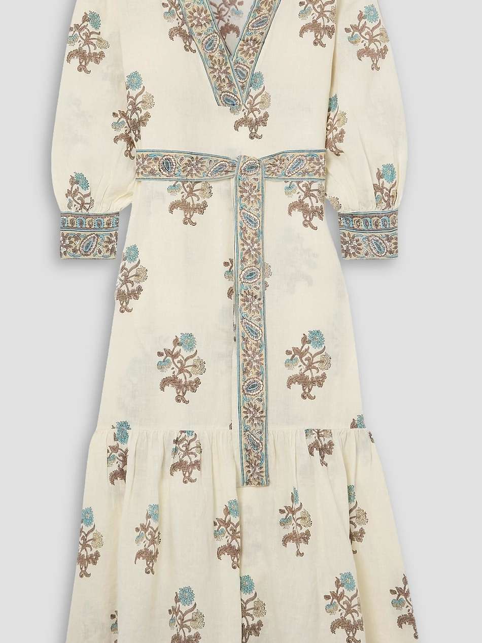 kiya belted floral-print linen maxi dress