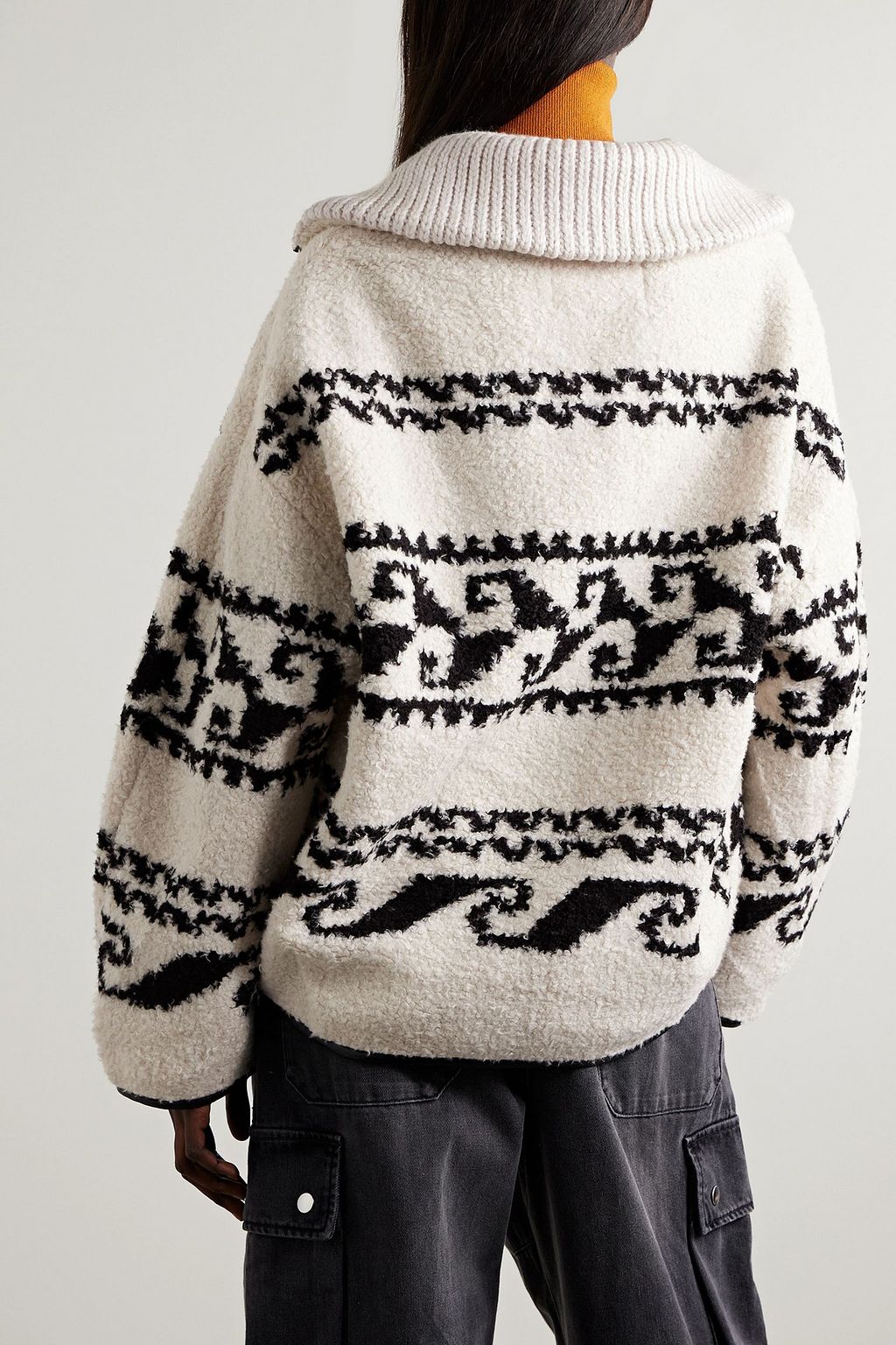 MARANT ÉTOILE Marner faux leather-trimmed printed fleece sweatshirt