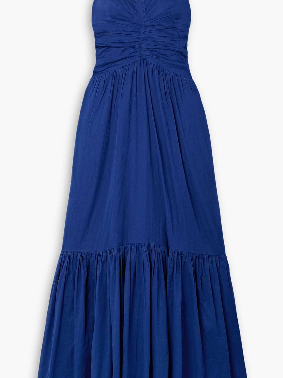 giana ruched cotton-voile maxi dress