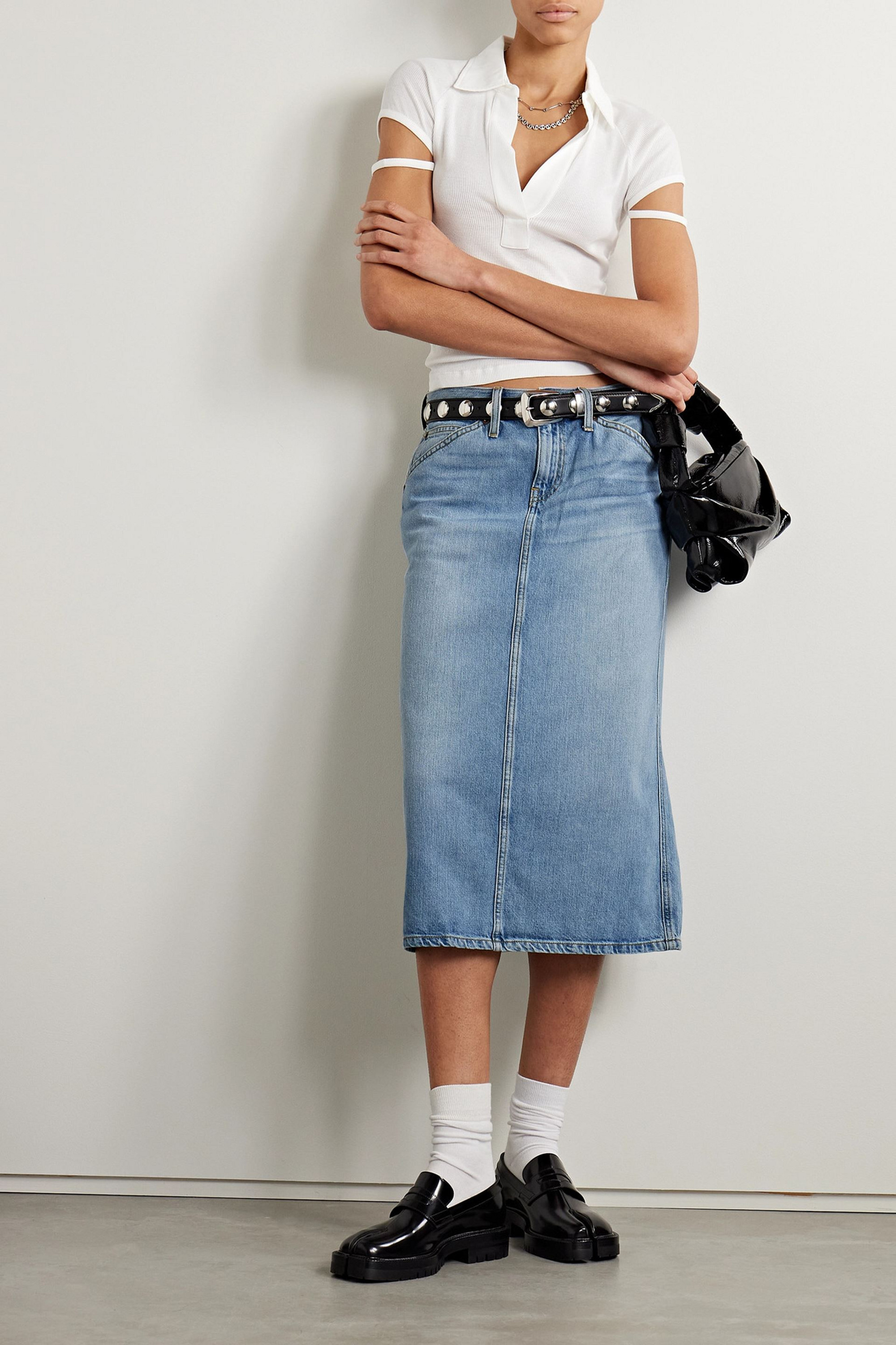 RE/DONE Low Rider denim midi skirt