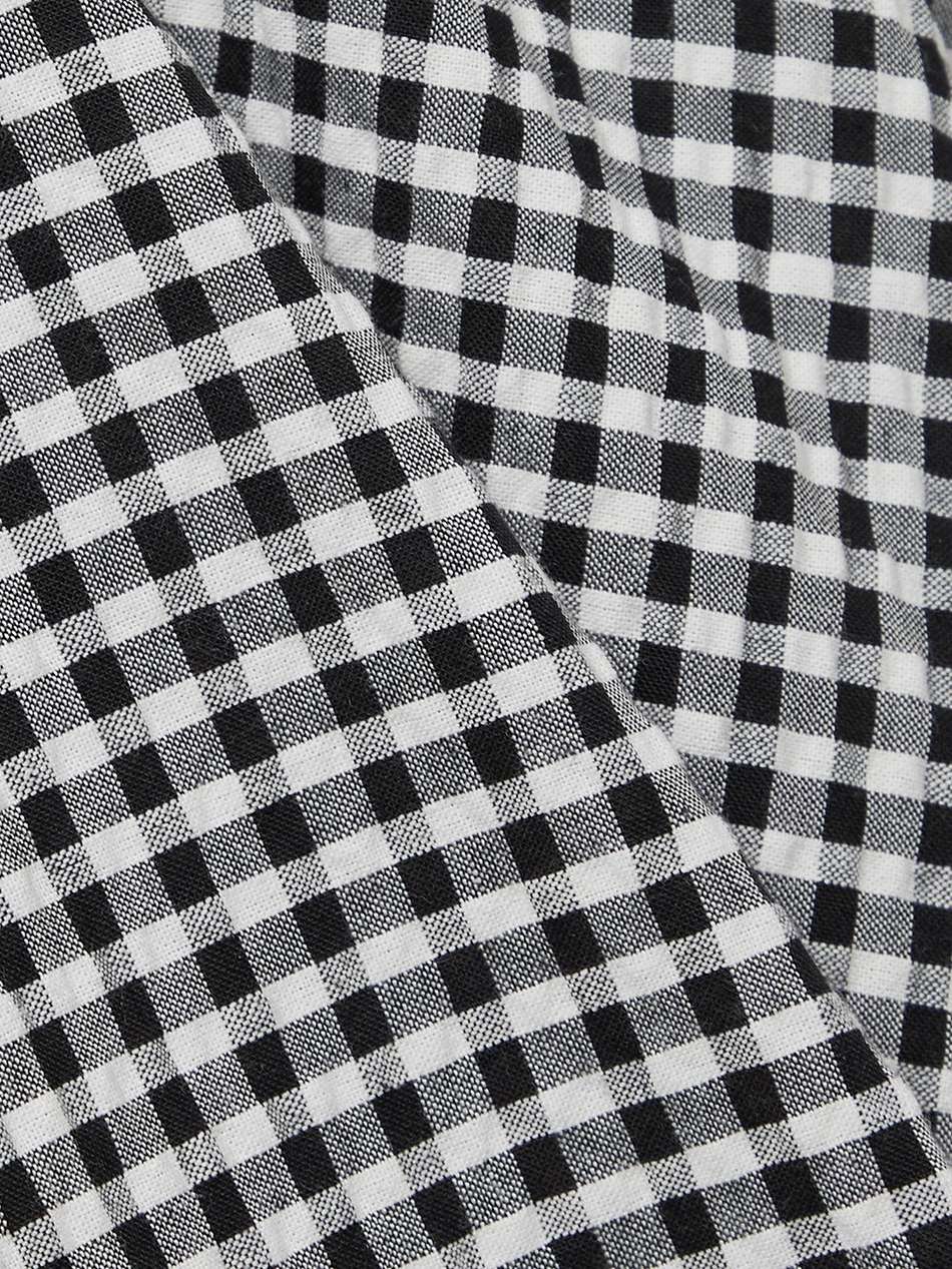 asymmetric gingham seersucker midi dress