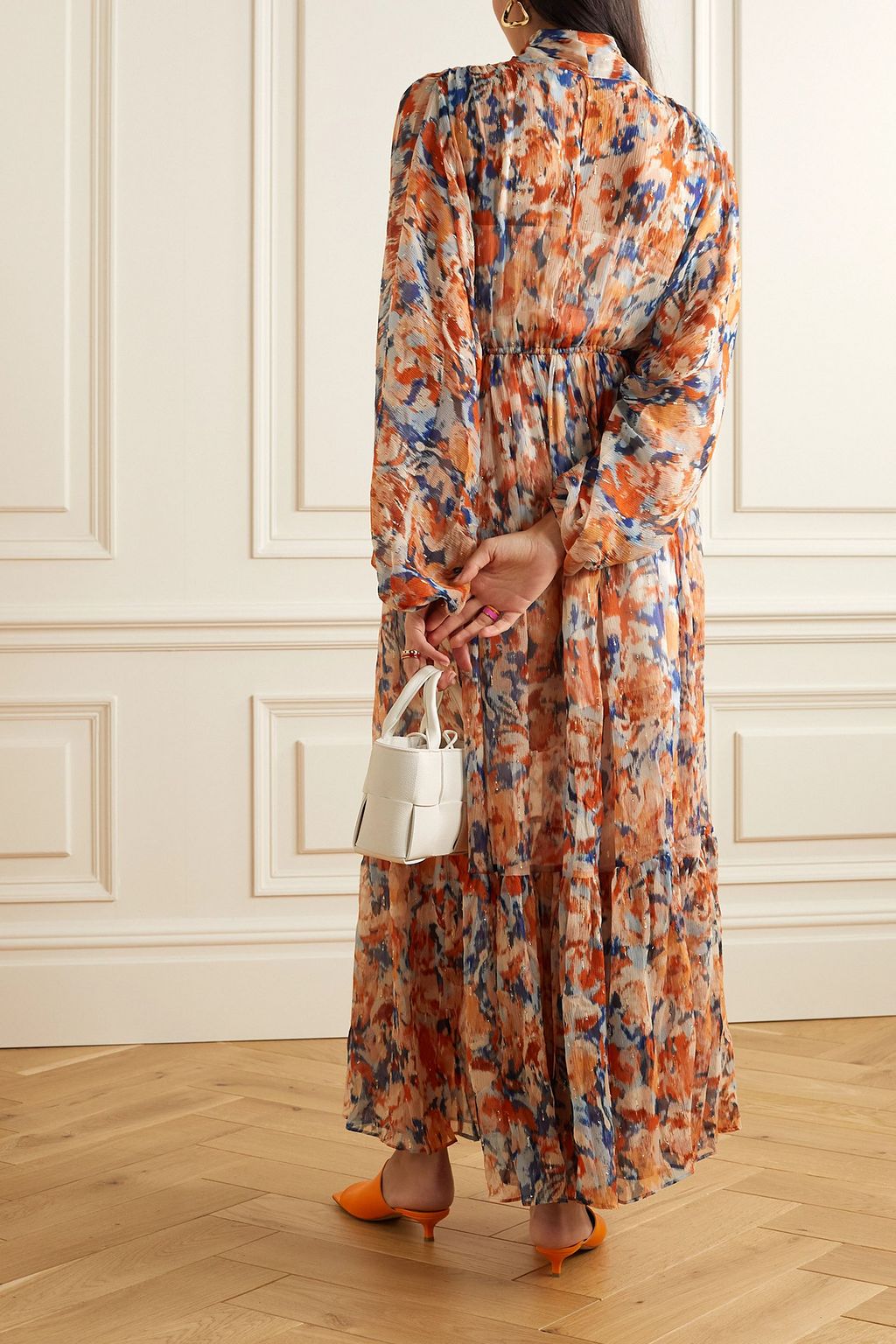 EVARAE Theo floral-print crinkled fil coupé silk-blend maxi dress