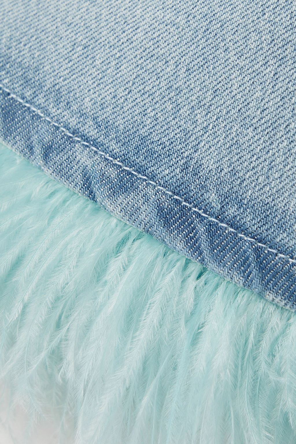FRAME Le Super High feather-trimmed denim shorts